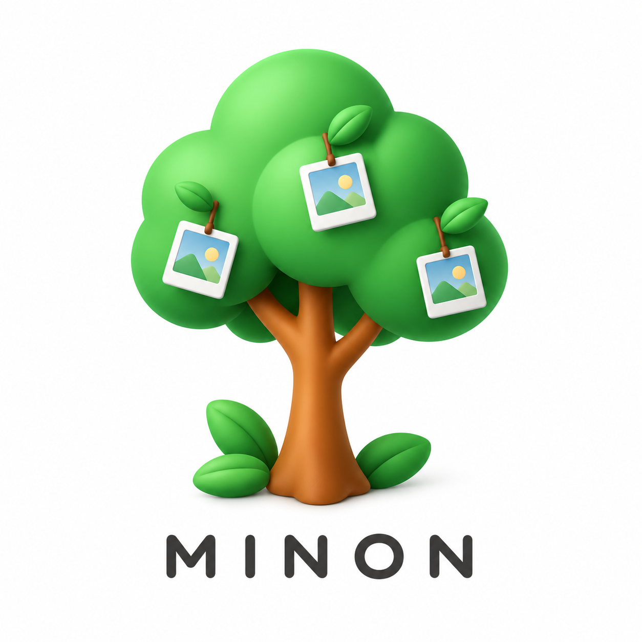 写真が実る木とMINONのロゴ